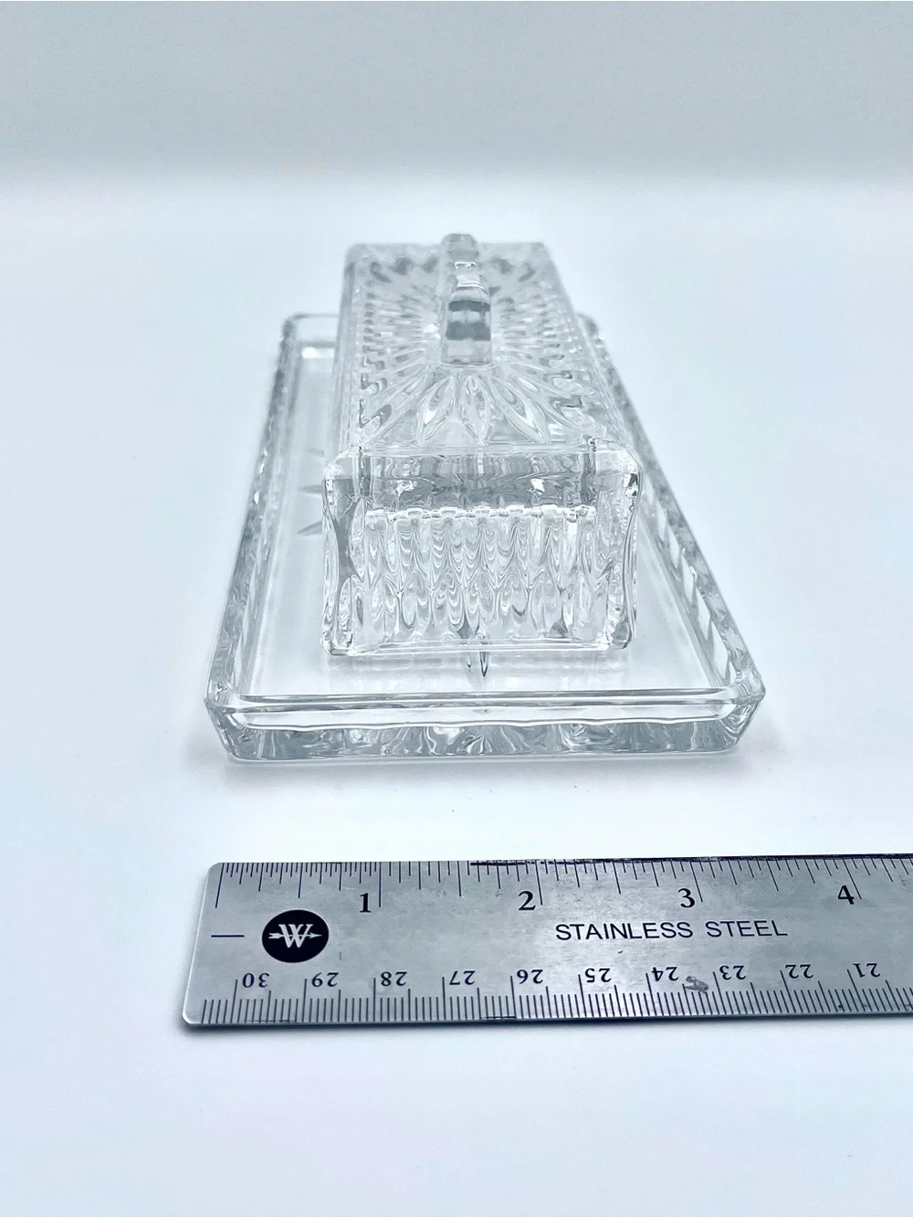 VTG CRYSTAL BUTTER DISH Gorham Althea Lid w Princess House Royal Highlights Tray